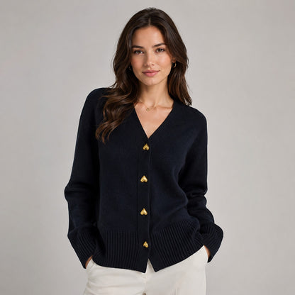 Women's Heart Button Knit Cardigan