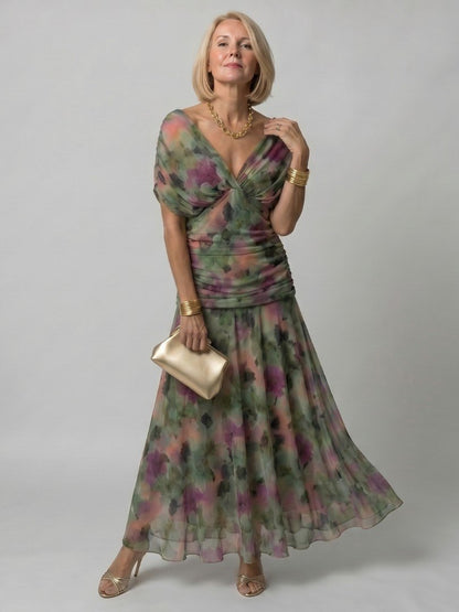 Women's Off Shoulder Ruched Bodice Midi Dress