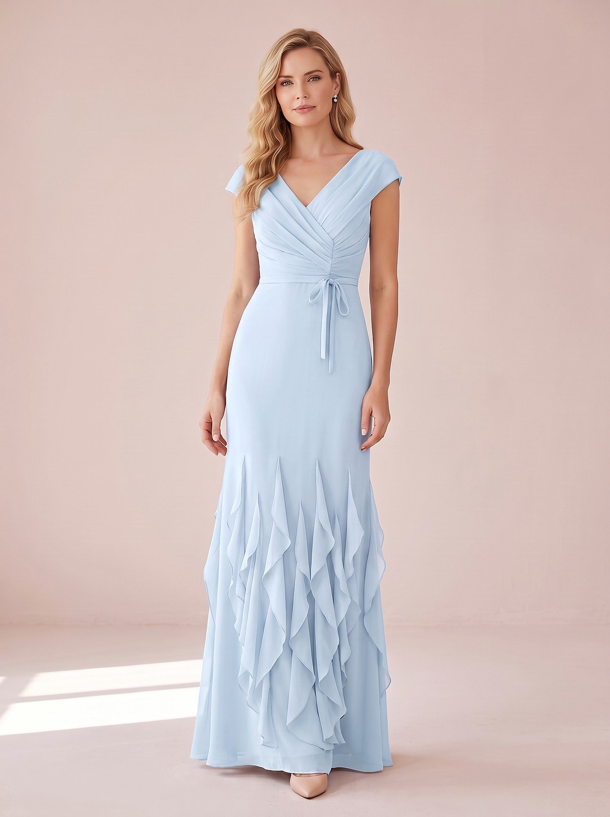 Women's Ruffle Maxi Vintage Neckline Evening Dress
