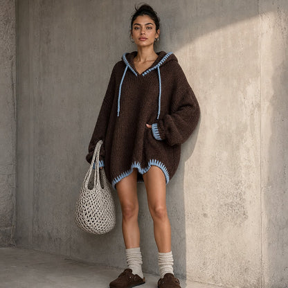 Women's Chunky Knit Hooded Sweater Dress