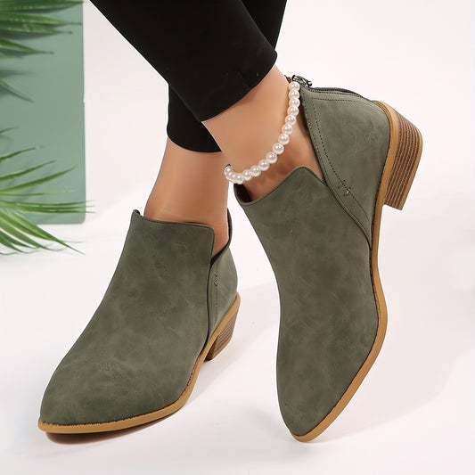 Women's Block Heel Ankle Boots Pointed Toe