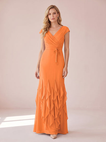 Women's Ruffle Maxi Vintage Neckline Evening Dress