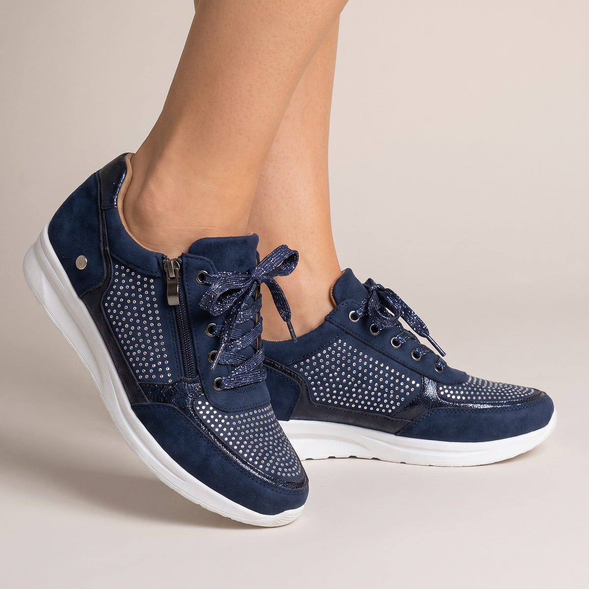 Women's Faux Suede Zip Platform Sneakers