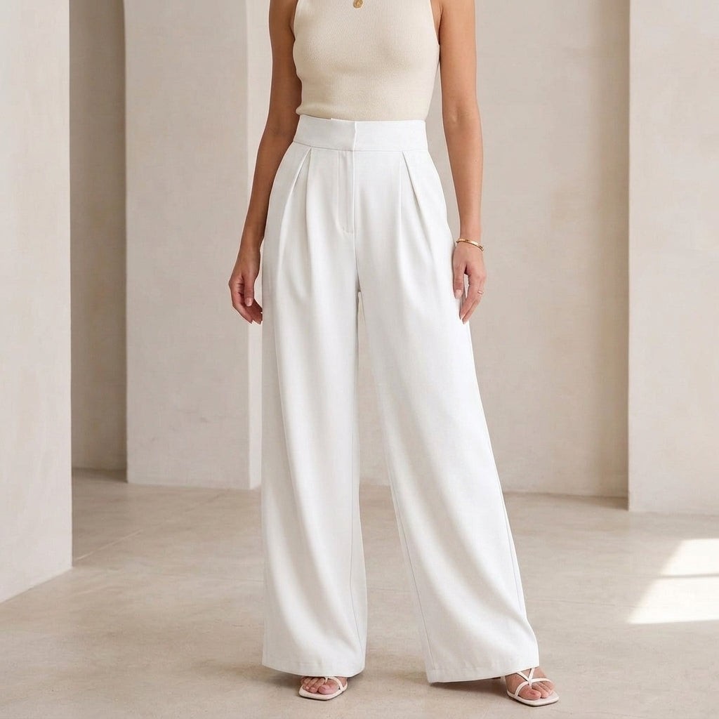 Women's Wide Leg Pants with Front Pleats