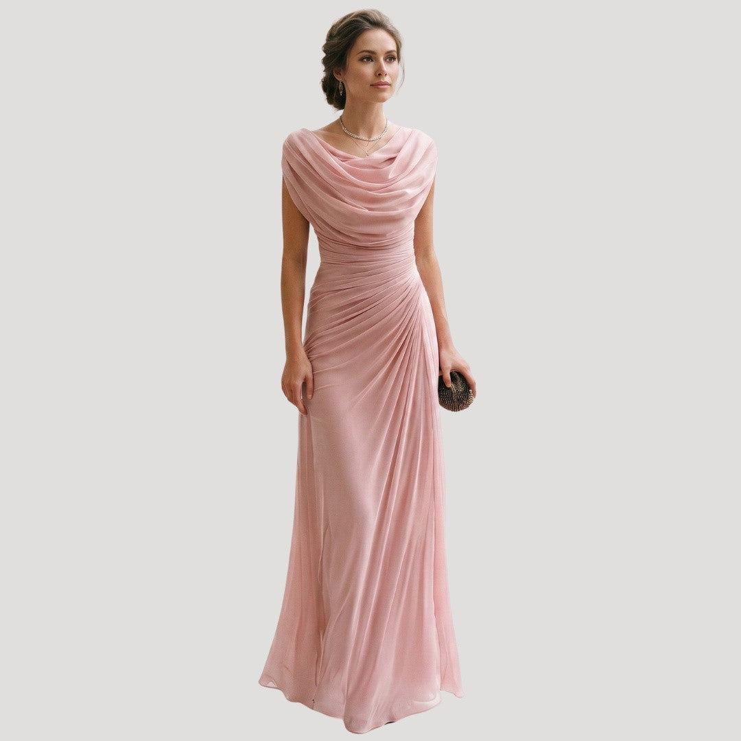 Women's Draped Cowl Neck Maxi Dress