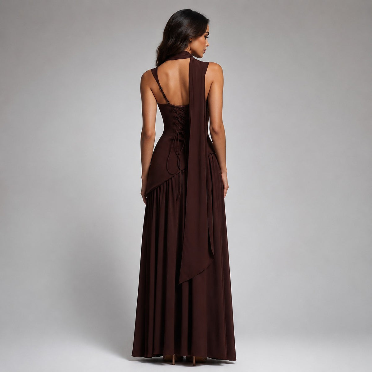 Women's Draped Maxi Dress with Side Slit