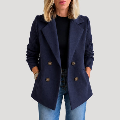 Women's Blazer Jacket with Ribbed Sleeves