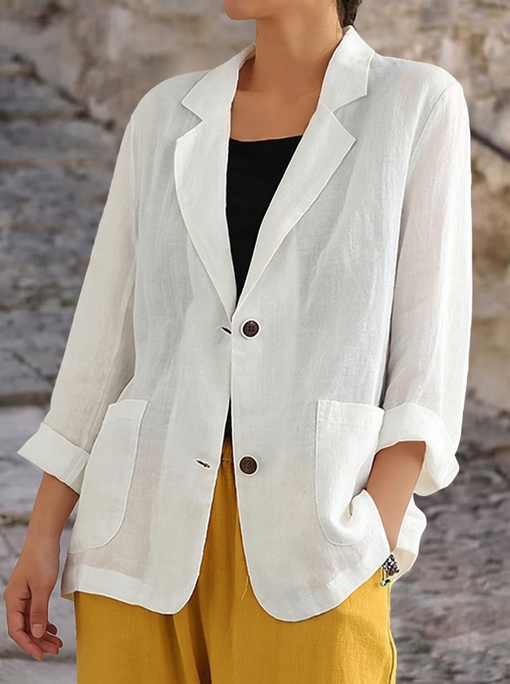 Women's Casual Blazer Two Button Notched Lapel