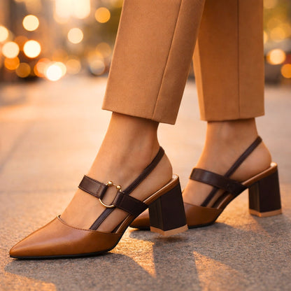 Women's Pointed Slingback Heels with Ring Strap