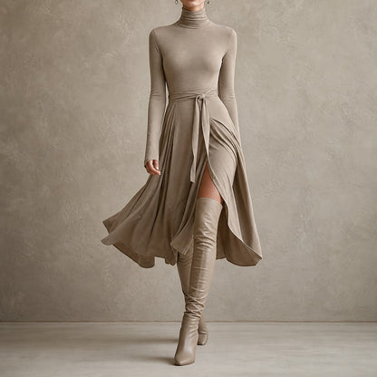 Women's Turtleneck Wrap Sweater Dress