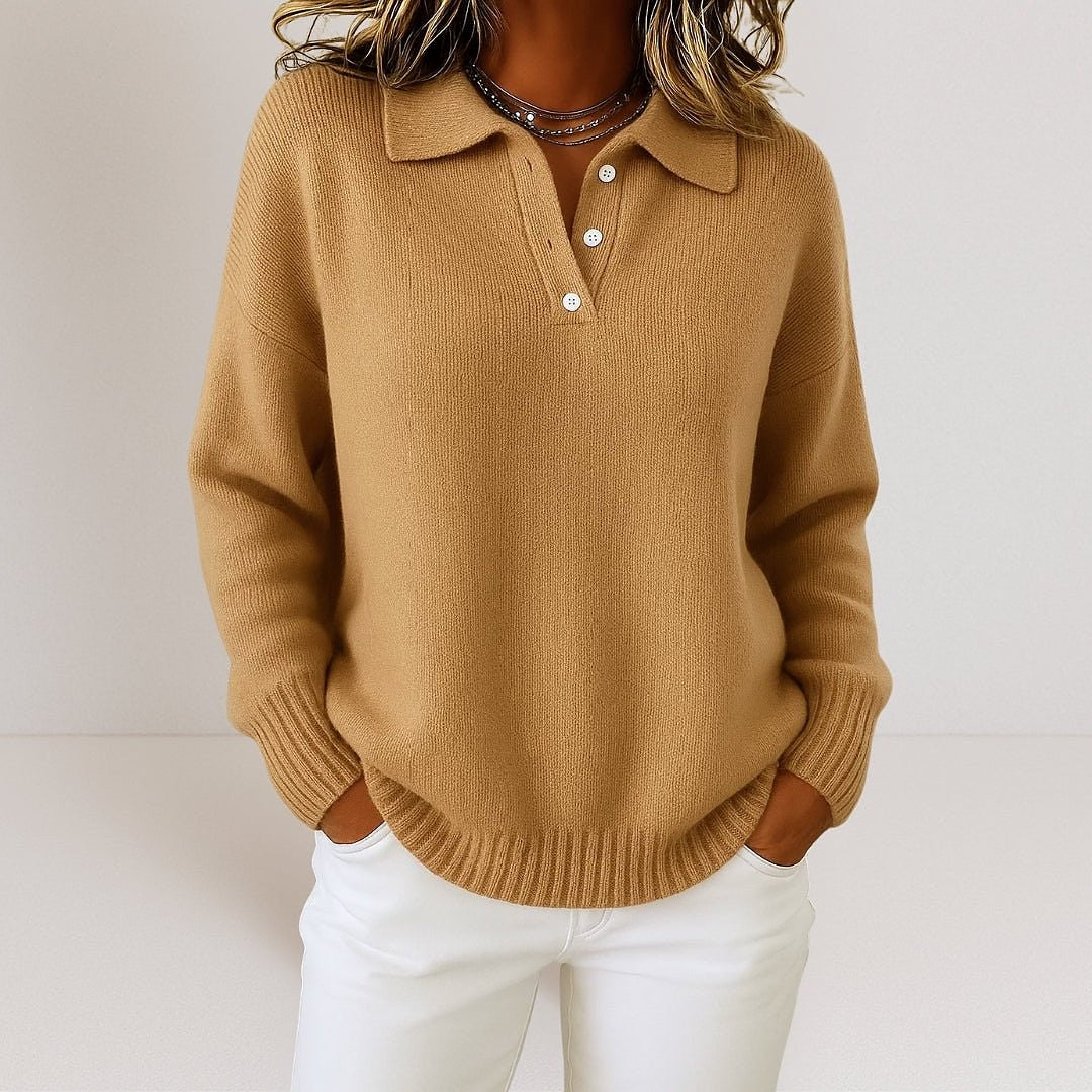 Women's Polo Collar Long Sleeve Sweater