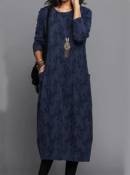 Women's Jacquard Midi Dress with Pockets