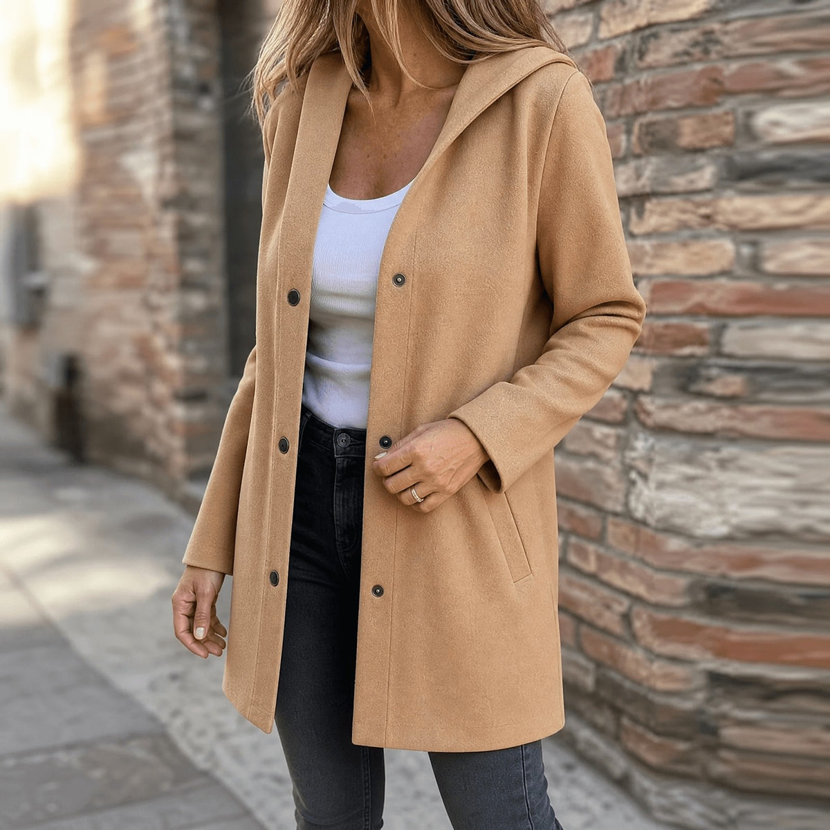 Women's Knit Hooded Cardigan with Pockets