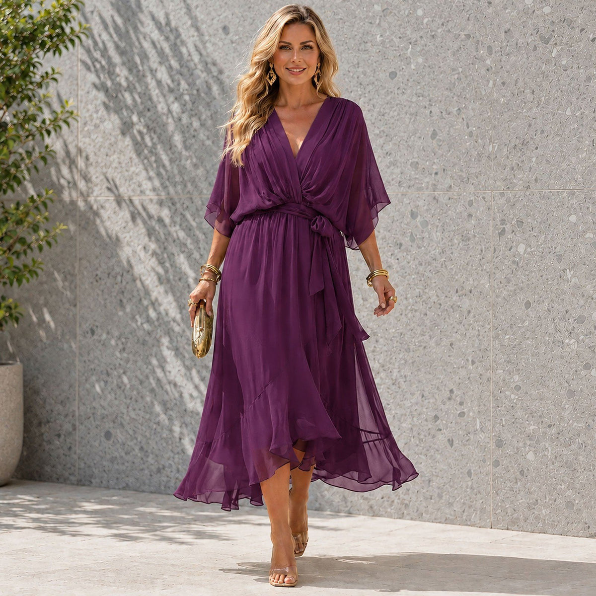 Women's Hi Low Wedding Guest Maxi Dress