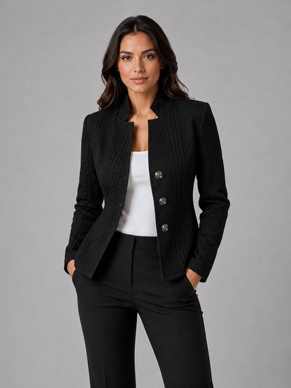 Women's Fitted Textured Button Front Jacket