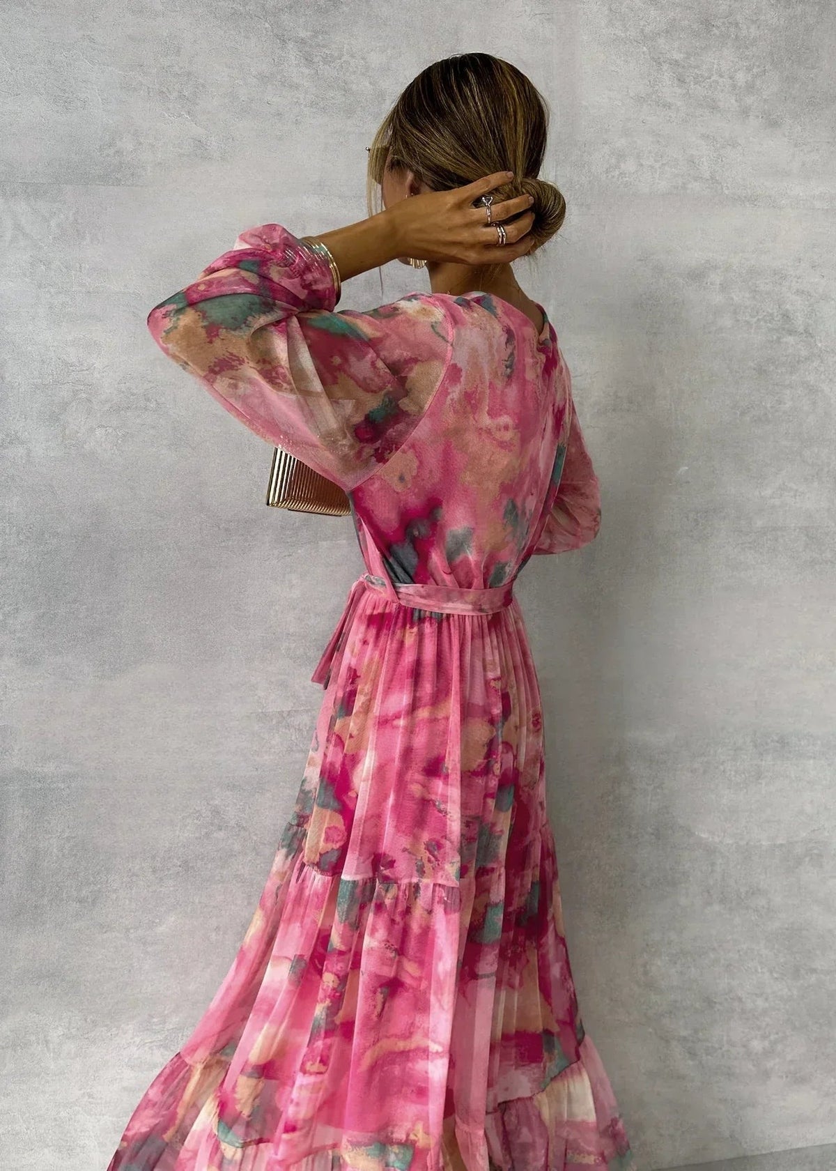 Women's Long Sleeve Floral Wrap Maxi Dress