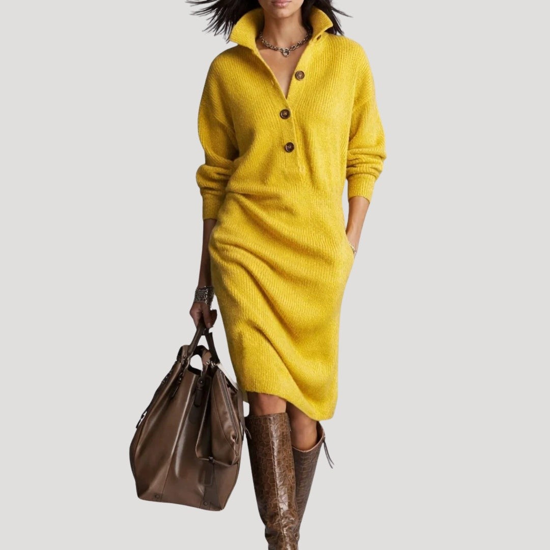 Women's Long Sleeve Sweater Dress with Pockets