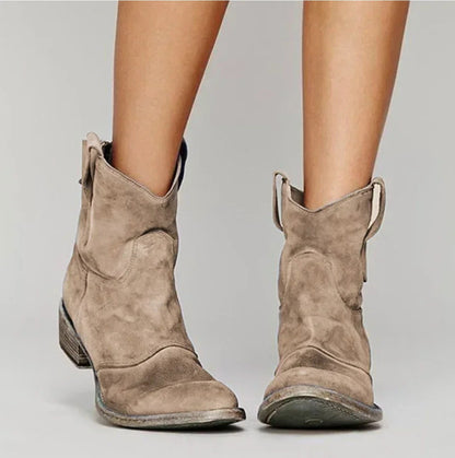 Women's Low Heel Cowboy Ankle Boots