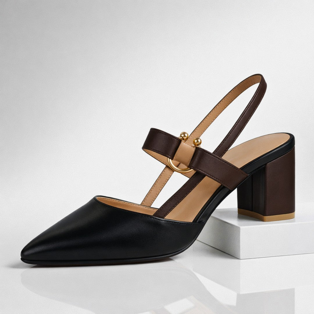 Women's Pointed Slingback Heels with Ring Strap