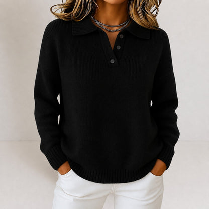 Women's Polo Collar Long Sleeve Sweater