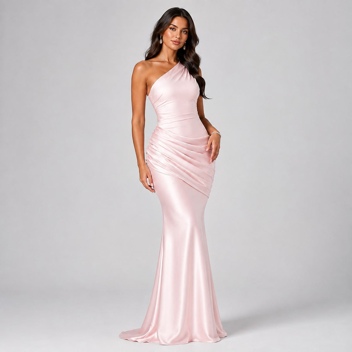 Women's Ruched One Shoulder Maxi Dress