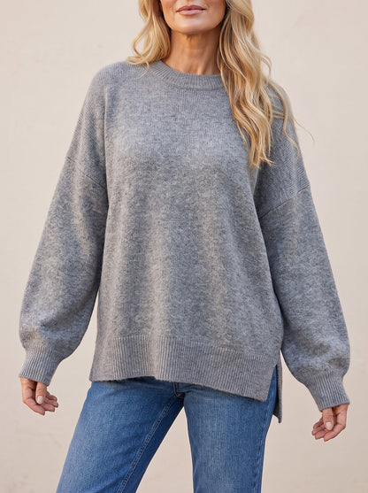 Women's Oversized Balloon Sleeve Crew Neck Sweater