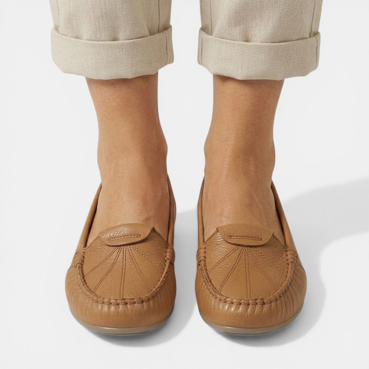 Women's Rubber Sole Loafers Moccasin Toe