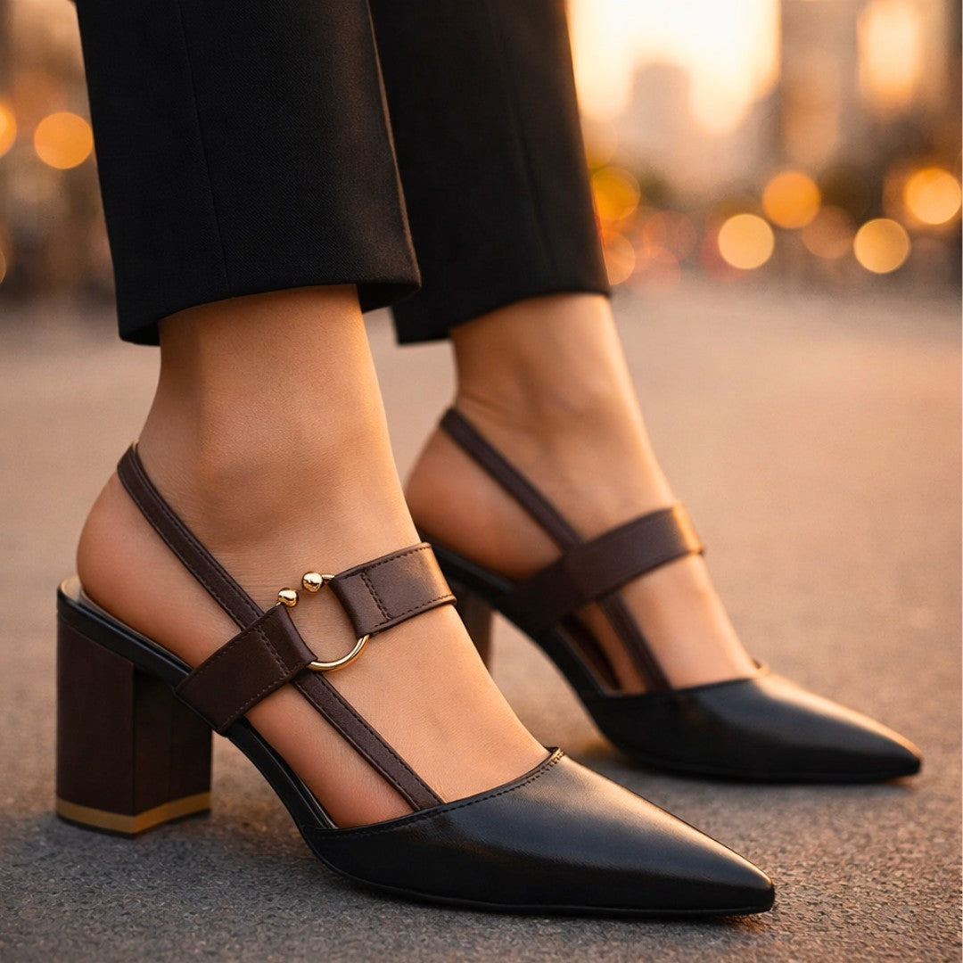 Women's Pointed Slingback Heels with Ring Strap