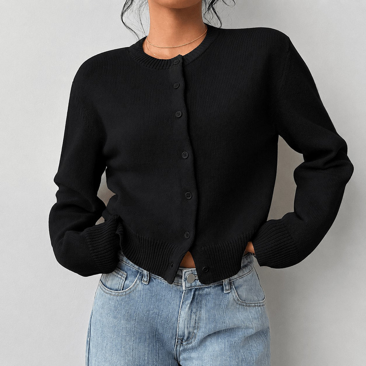 Women's Cropped Button Up Cardigan Sweater