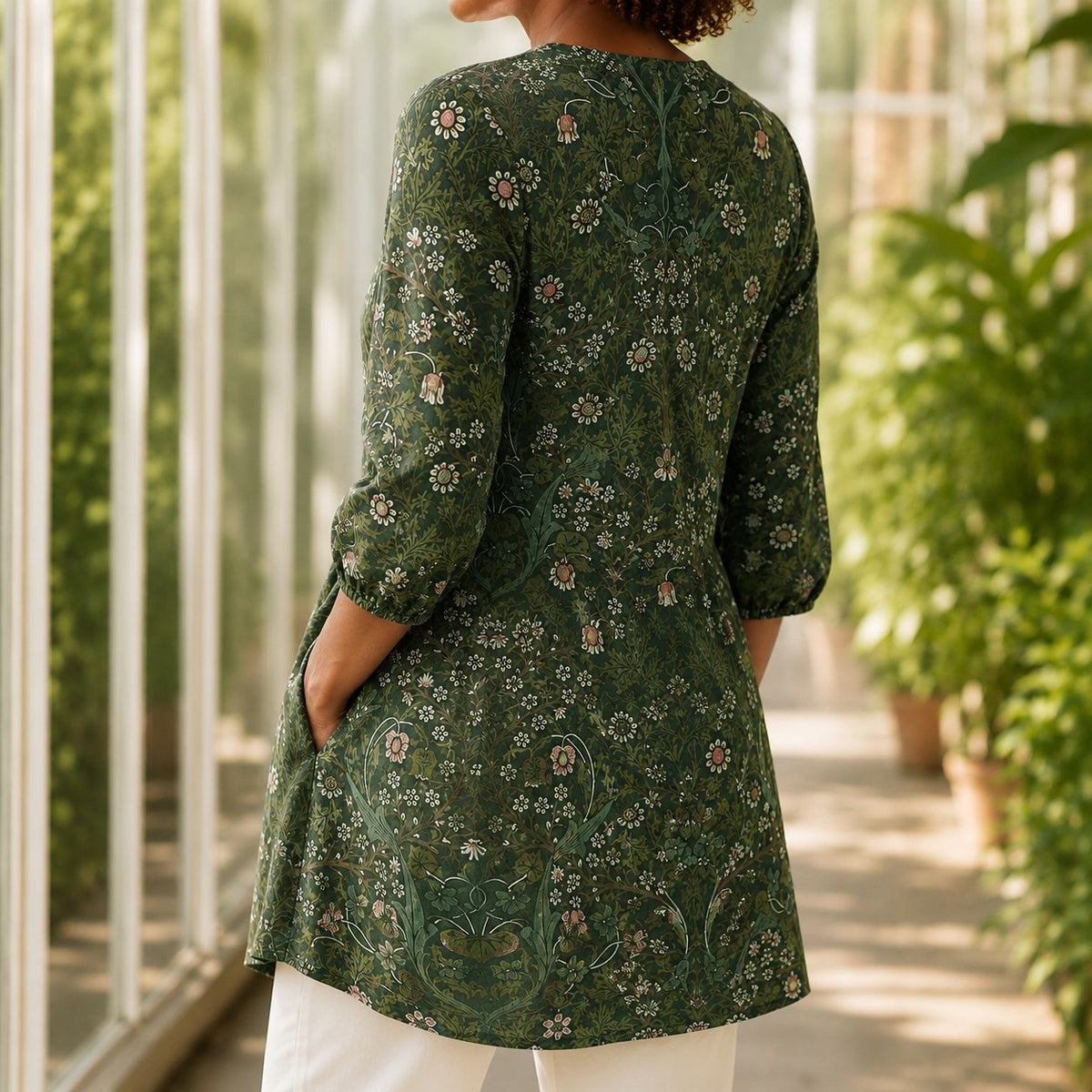 Women's Printed Three Quarter Sleeve Tunic Top