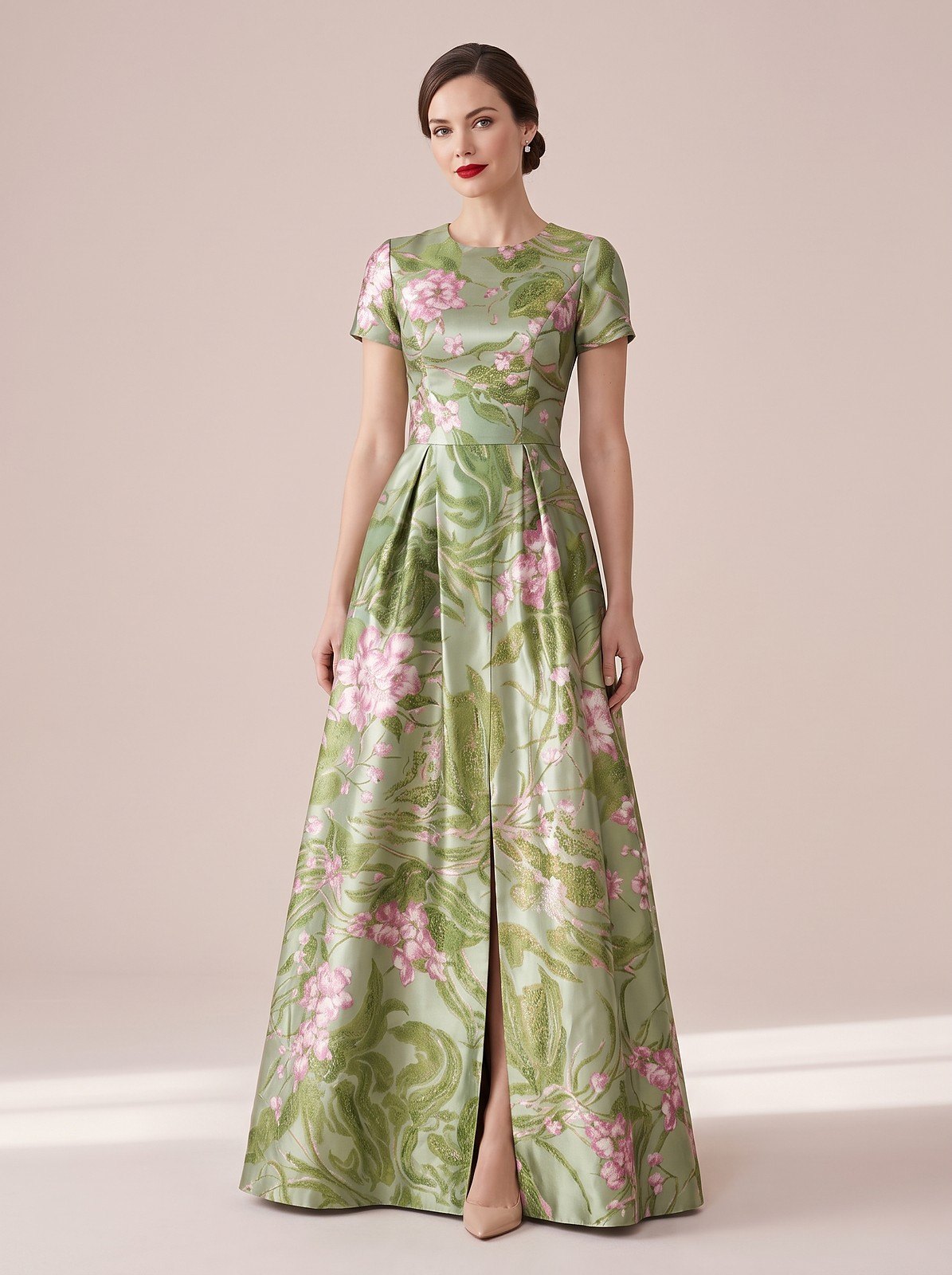 Women's A-Line Floral Vintage Neckline Evening Dress
