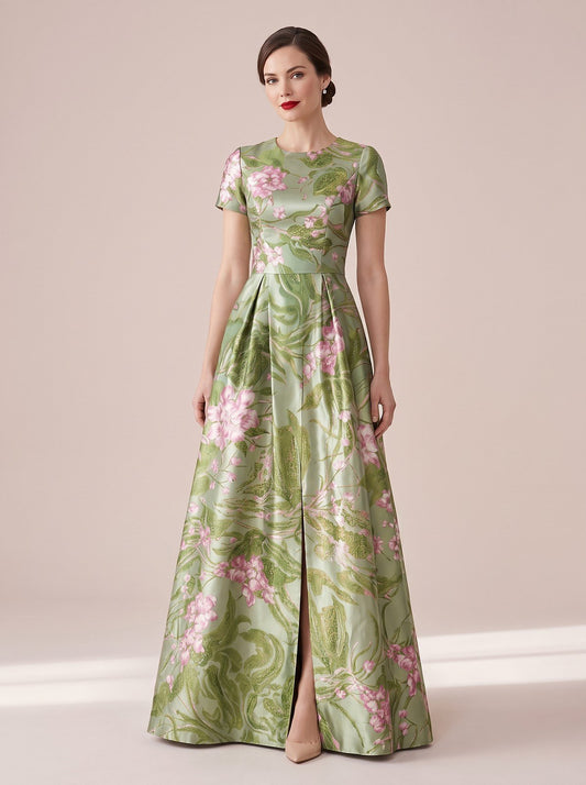 Women's A-Line Floral Vintage Neckline Evening Dress
