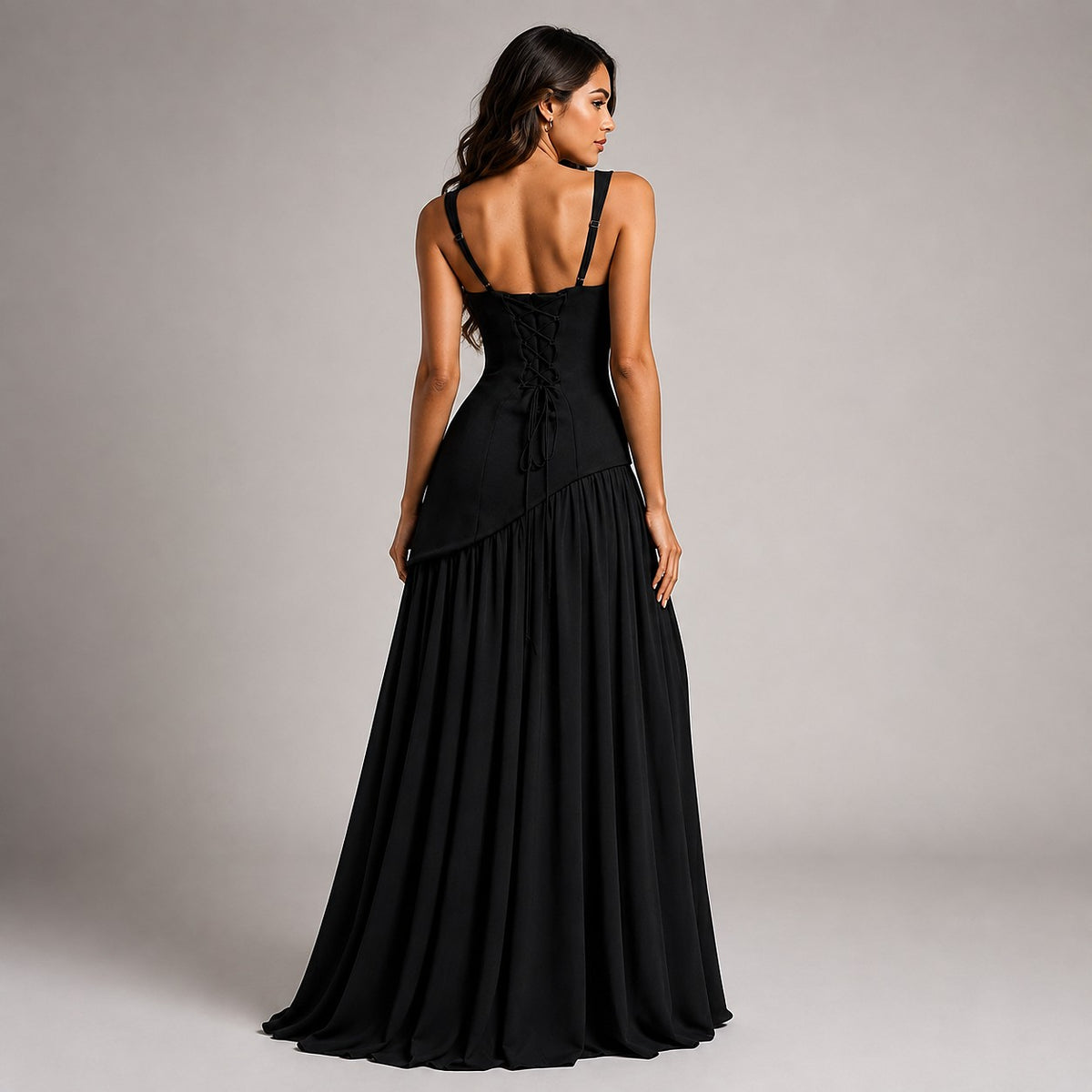 Women's Draped Maxi Dress with Side Slit