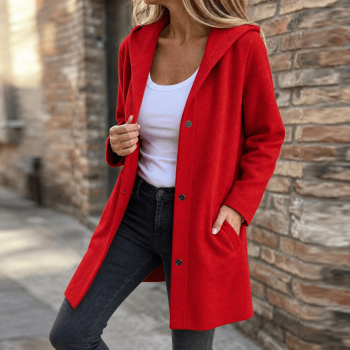 Women's Knit Hooded Cardigan with Pockets
