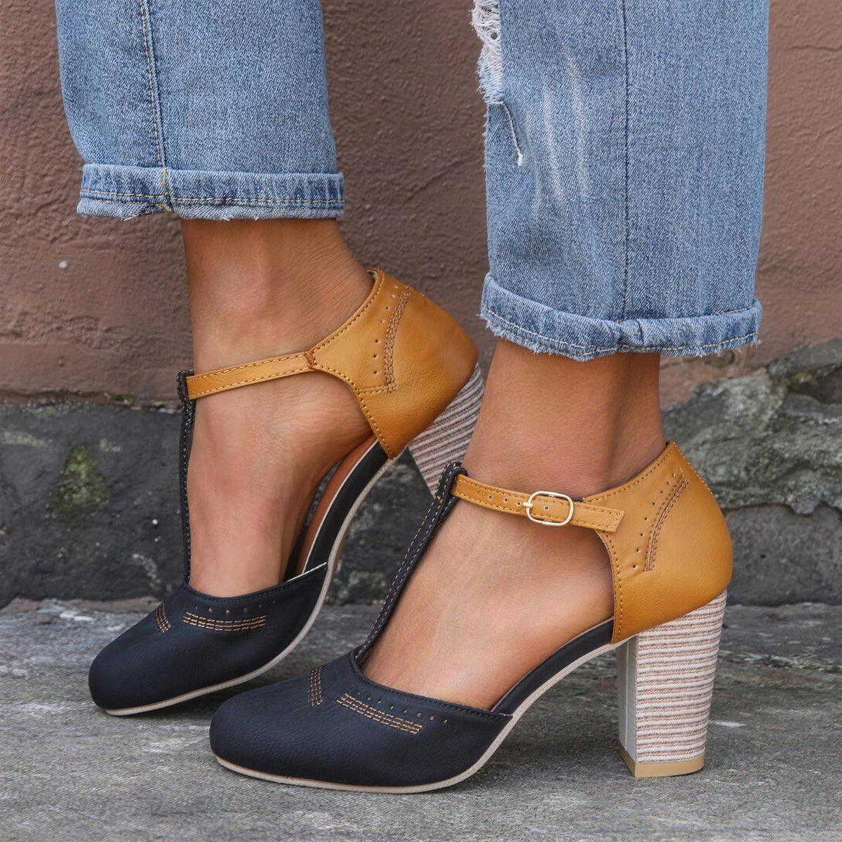 Women's T Strap Mary Jane Heels