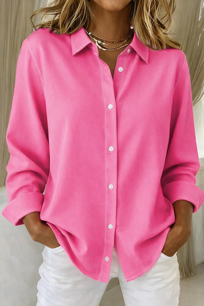 Women's Button Down Shirt Curved Hem