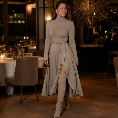 Women's Turtleneck Wrap Sweater Dress