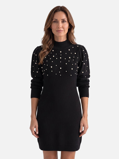 Women's Pearl Knit Dress with Long Sleeves