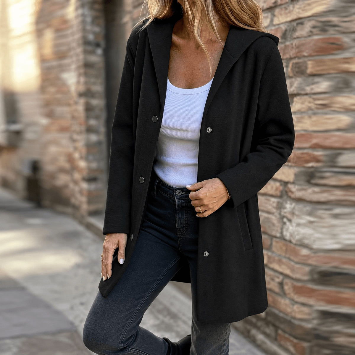 Women's Knit Hooded Cardigan with Pockets