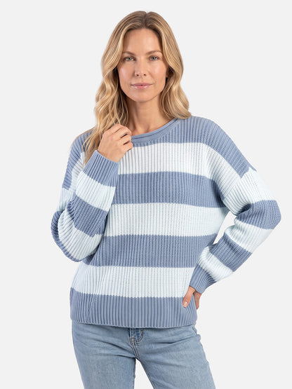 Women's Striped Ribbed Knit Sweater
