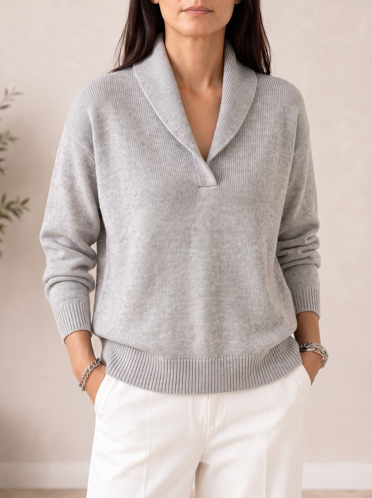 Women's Soft Knit Shawl Collar Pullover