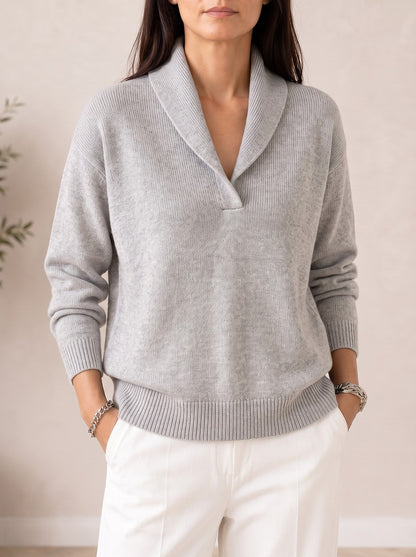 Women's Soft Knit Shawl Collar Pullover