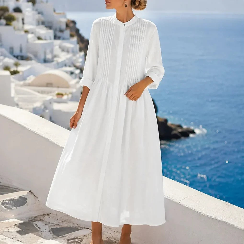 Women's Button Front Midi Shirt Dress