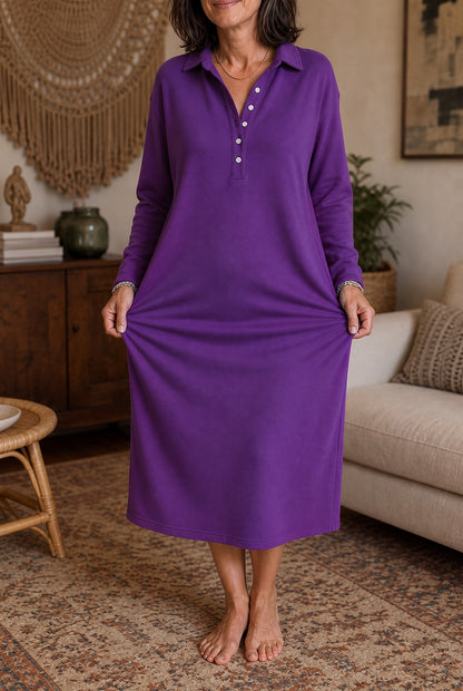 Women's Collared Knit Midi Dress