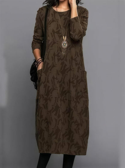 Women's Jacquard Midi Dress with Pockets
