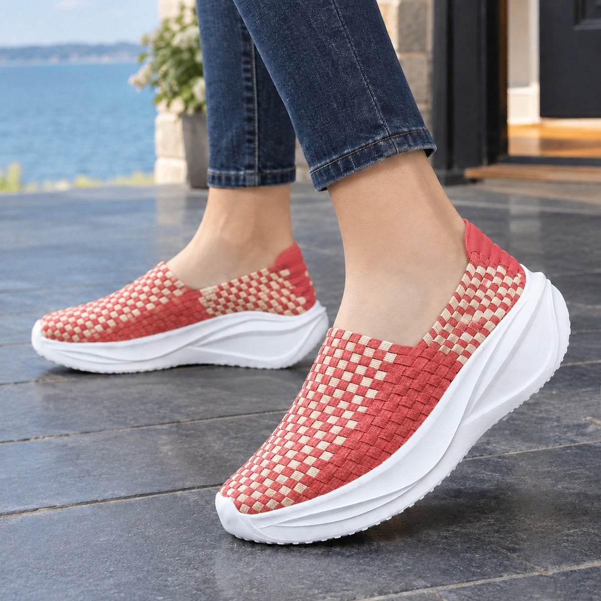 Women's Woven Platform Slip On Sneakers