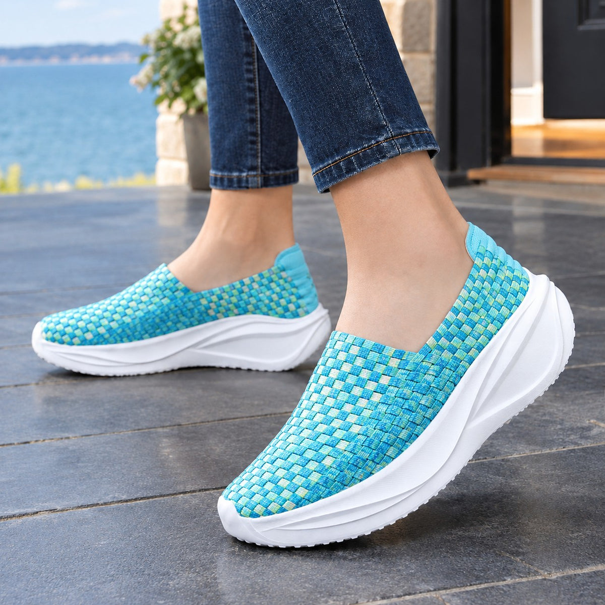 Women's Woven Platform Slip On Sneakers