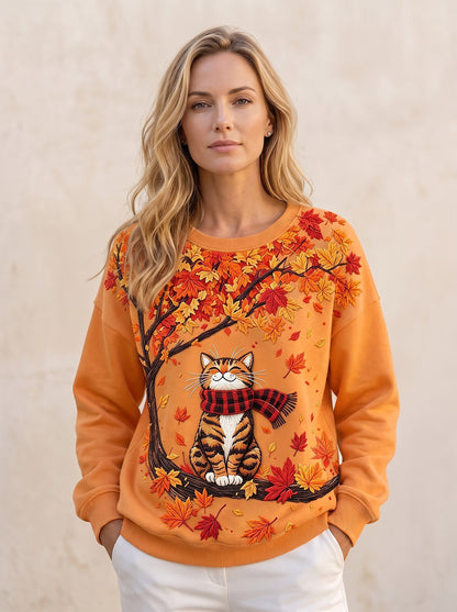 Women's Cat Graphic Fleece Sweatshirt