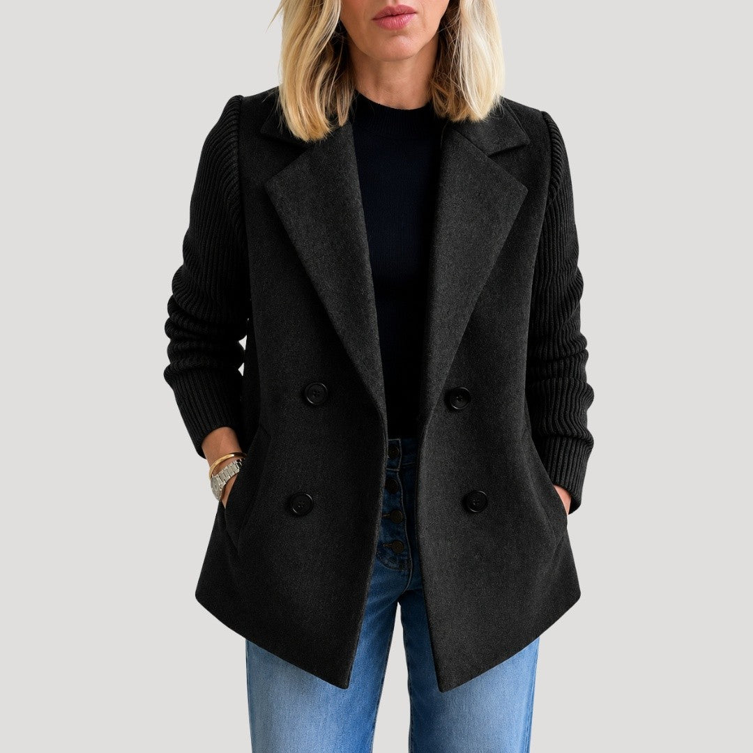 Women's Blazer Jacket with Ribbed Sleeves
