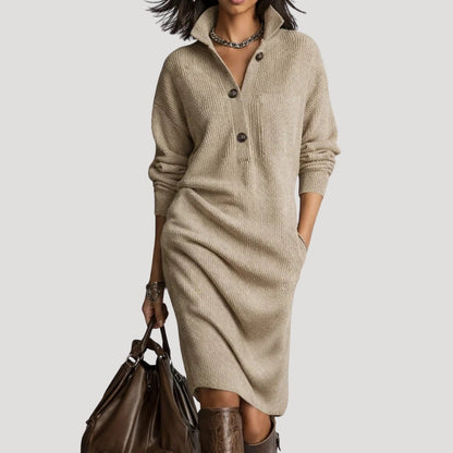 Women's Long Sleeve Sweater Dress with Pockets